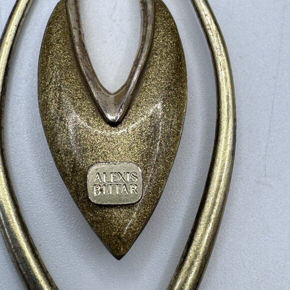 Alexis Bittar Gold Lucite Dangle Earrings Gold Tone- Beautiful AB Earrings Gold - Picture 5 of 5